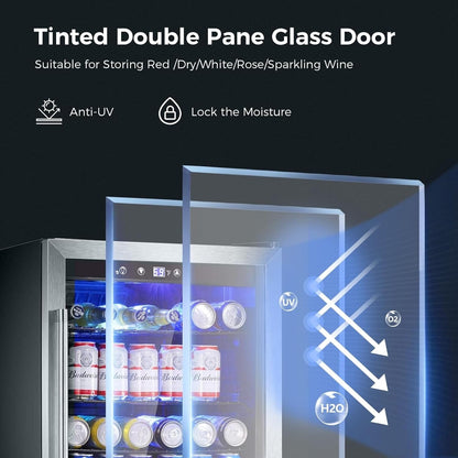 145 Can Beverage Refrigerator, 4.4Cu.Ft. Mini Fridge with Glass Door for Soda, Beer, Wine – Clear Front for Home, Office, or Bar