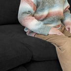 Canapés d'angle Deluxe Slope Cloud | Ensemble de 5 pièces en lin noir, 160 coussins de dossier réglables, 4 places