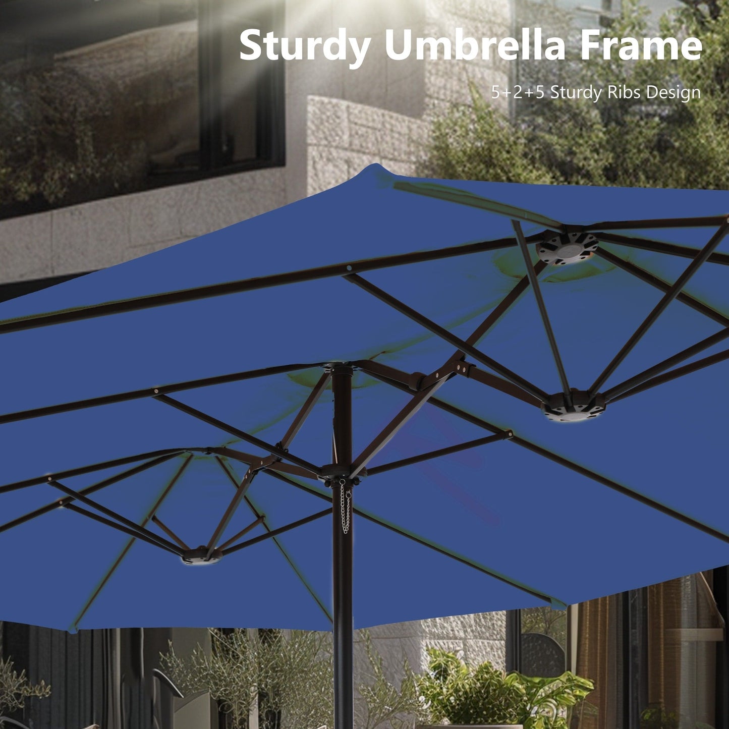 MAISON ARTS 15ft Double-Sided Patio Extra Large Twin Umbrella with Base Included