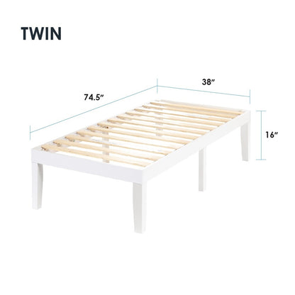 16 Inch Classic Solid Wood Platform Bed Frame in Multiple Finishes