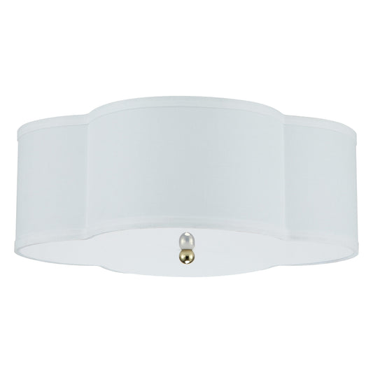 2-Light White Linen Flush Mount with Acrylic diffuser