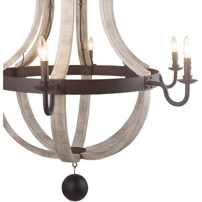 12 Light French Country Style Two Tier Wine Barrel Chandelier