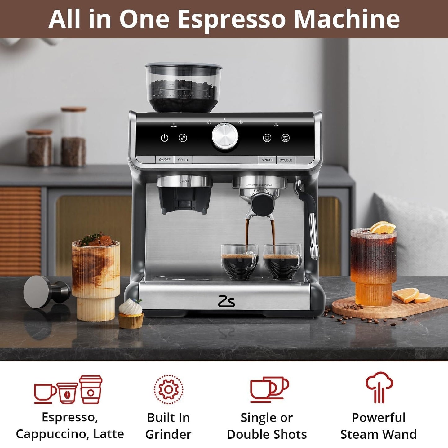 20 Bar Automatic Espresso Coffee Maker with Milk Frother for Home Barista