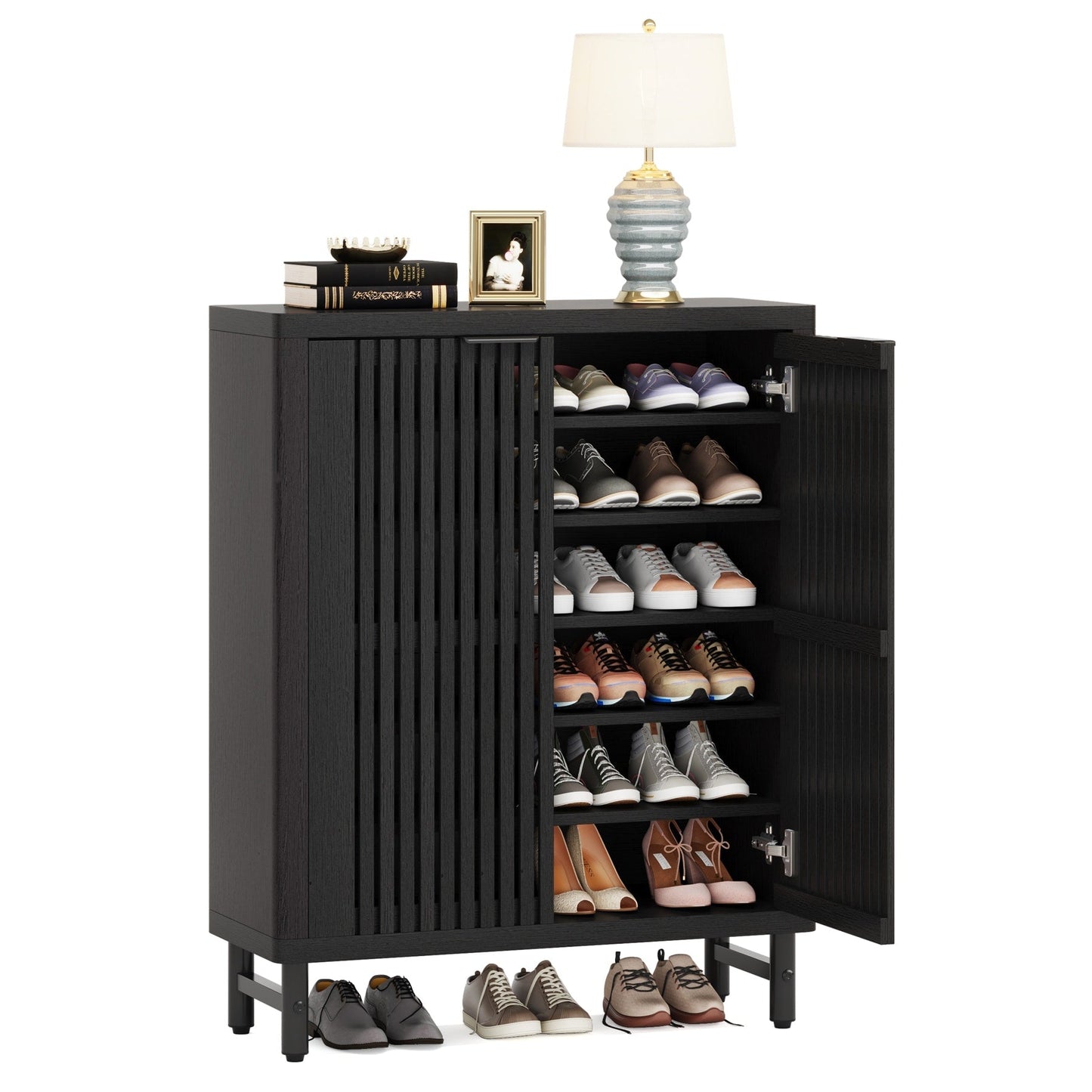 24 Pairs Shoe Storage Cabinet with Door for Entryway Living Room