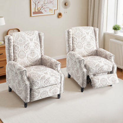 29'' W Vintage Floral Manual Push Back Recliner Chair Set of 2