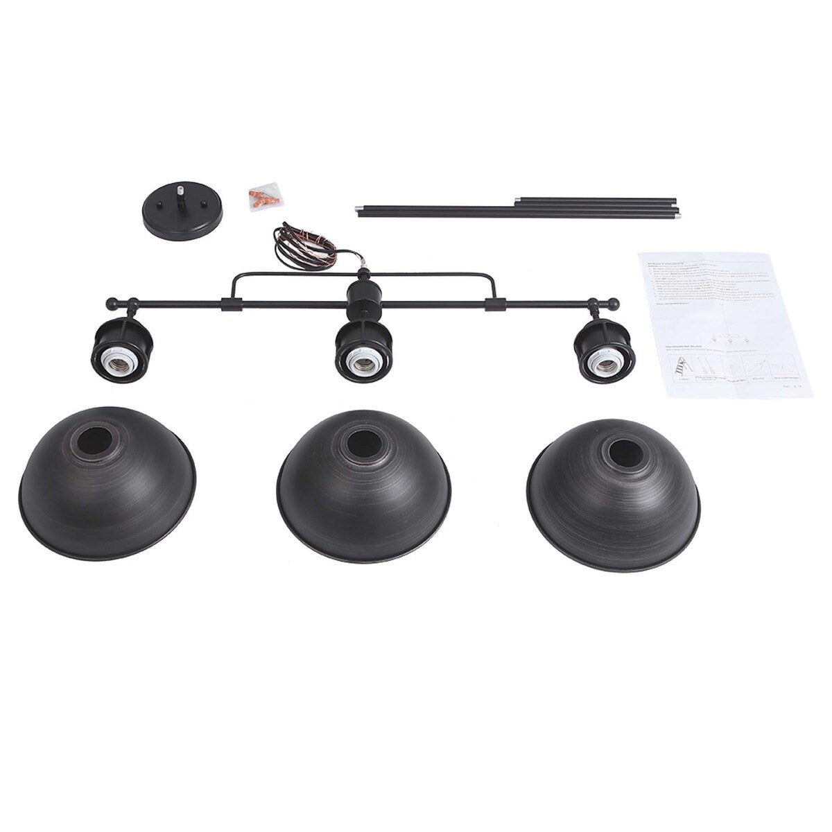 3-Light Industrial Farmhouse Dome Pendant Metal Linear Kitchen Island Pendant Light Oil Rubbed Bronze Finish