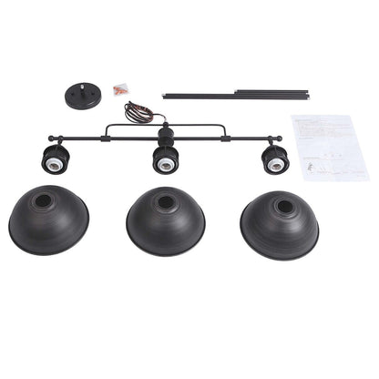 3-Light Industrial Farmhouse Dome Pendant Metal Linear Kitchen Island Pendant Light Oil Rubbed Bronze Finish