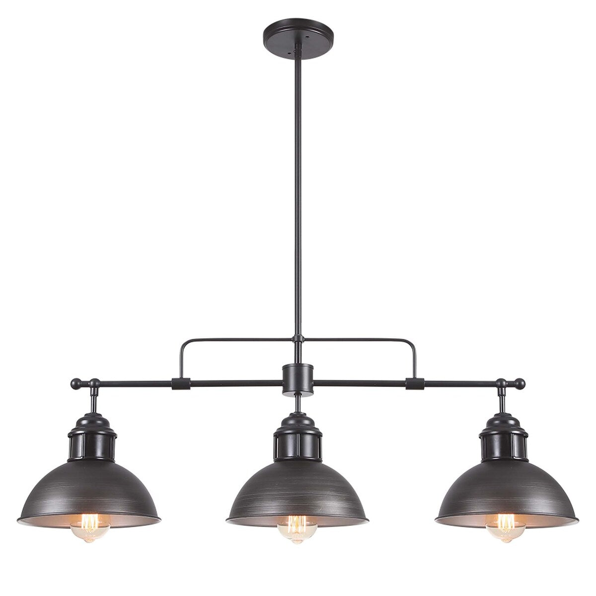 3-Light Industrial Farmhouse Dome Pendant Metal Linear Kitchen Island Pendant Light Oil Rubbed Bronze Finish