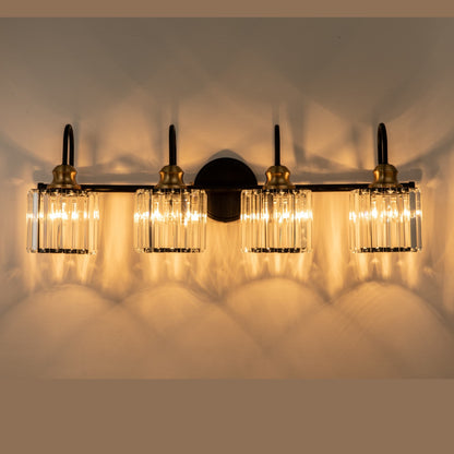 3/4-Light Modern Glam Linear Dimmable Crystal Bathroom Vanity Lights Over Mirror