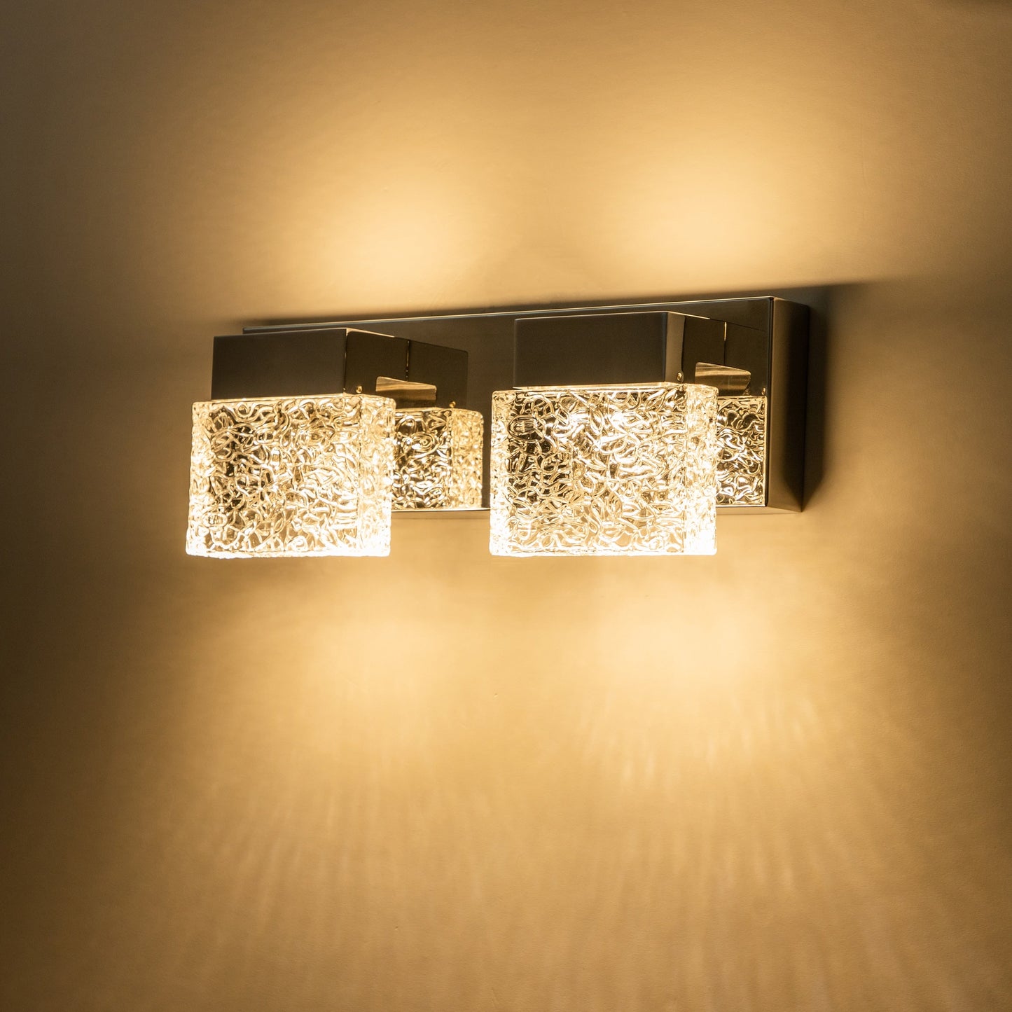 C Cattleya Stainless Steel 3000K Integrated LED Vanity Light with Art Glass Shades - Chrome