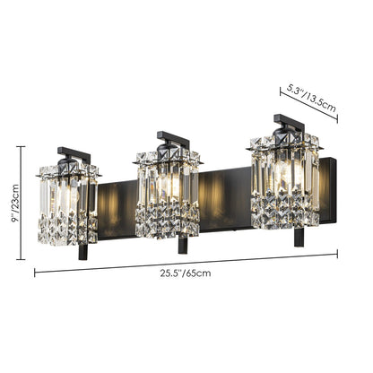 3-Light Modern Glam Bathroom Vanity Lights Crystal Wall Sconce Light for Mirror