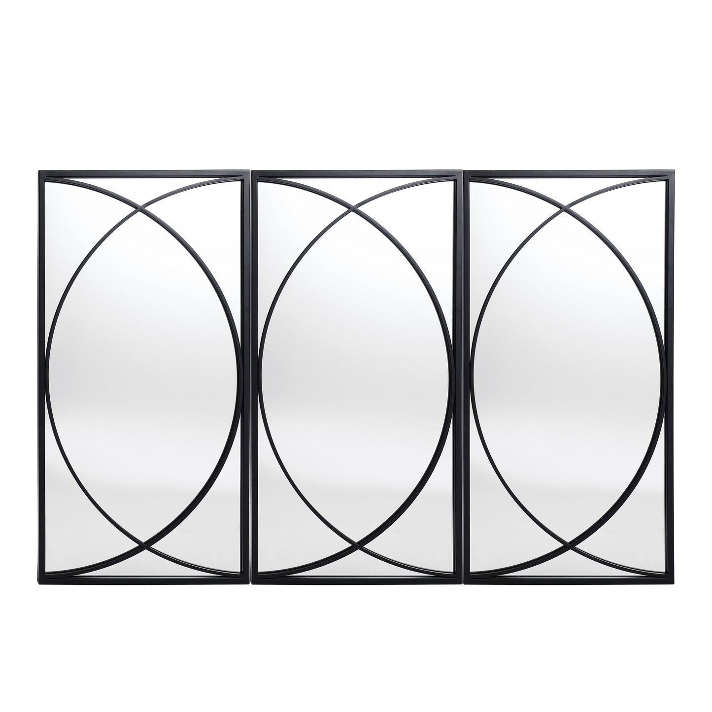3-Piece Black Metal Rectangular Wall Mirror Set - 31.9 H x 15.75 W x 0.75 D