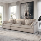 Canapés d'angle Deluxe Slope Cloud | Canapé d'angle 3 pièces en lin kaki 3 places