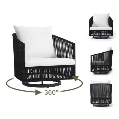 3-Piece Outdoor Swivel Lounge Chair Set Barrel Chairs for Backyard