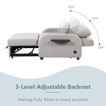 3-in-1 Pull-Out Sofa Sleeper with Collapsible Wing Table & USB Ports by Harper&Bright Designs