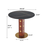 Table bistro Nero en pierre frittée | Ronde noire 34 pouces avec piètement en bois