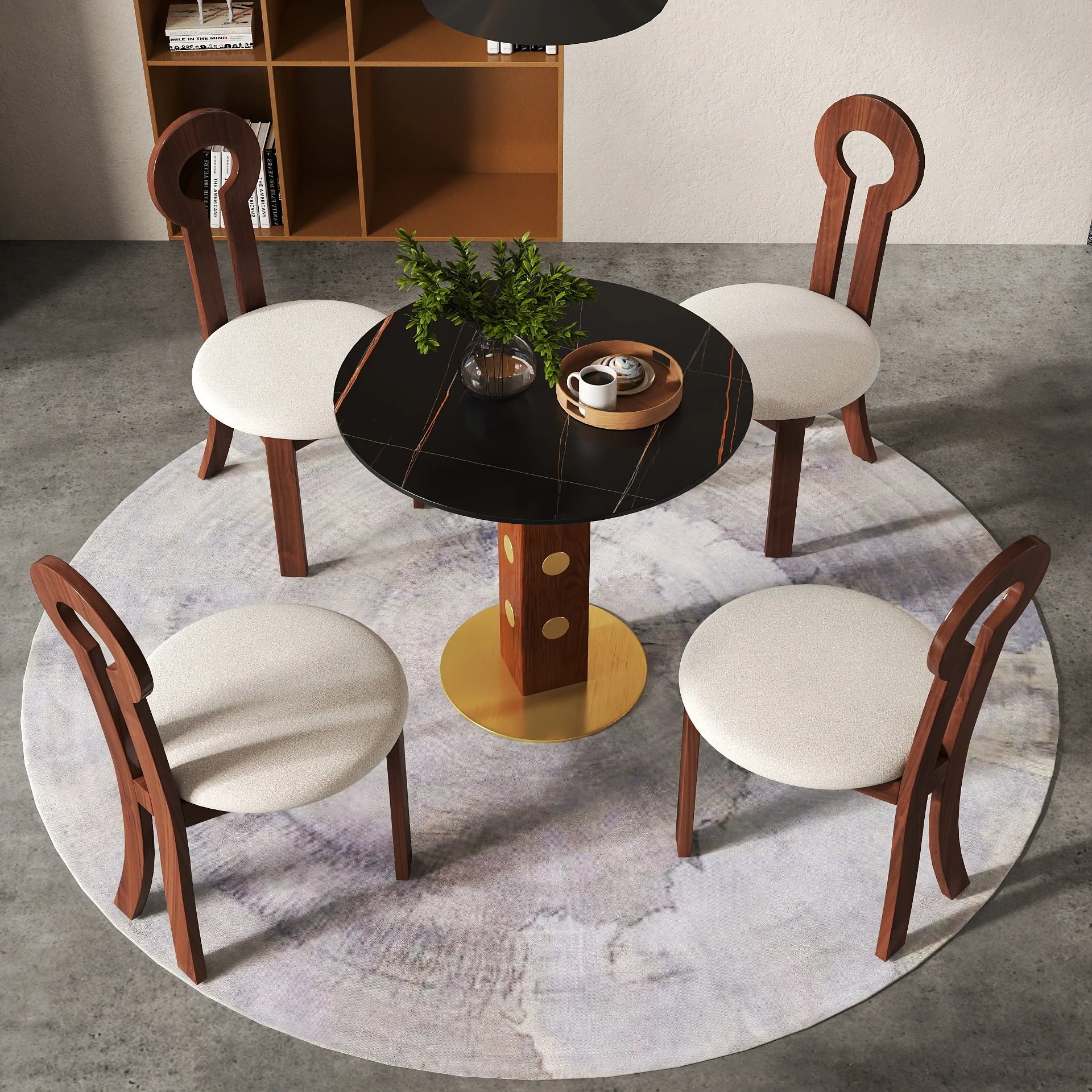 Table bistro Nero en pierre frittée | Ronde noire 34 pouces avec piètement en bois