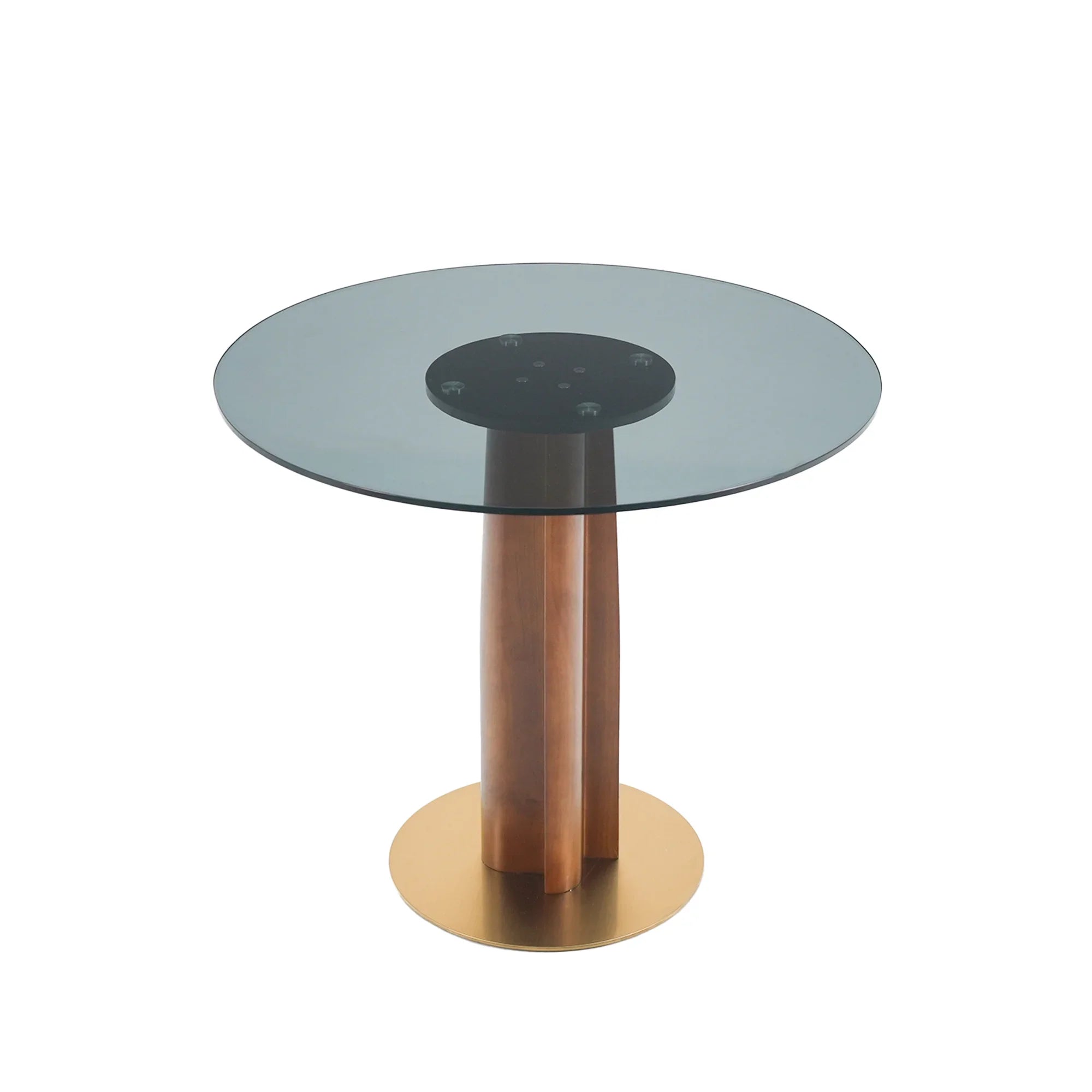 Table bistro en verre Oro | Ronde grise 34 pouces avec piètement en bois