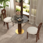 Table bistro en verre Oro | Ronde grise 34 pouces avec piètement en bois