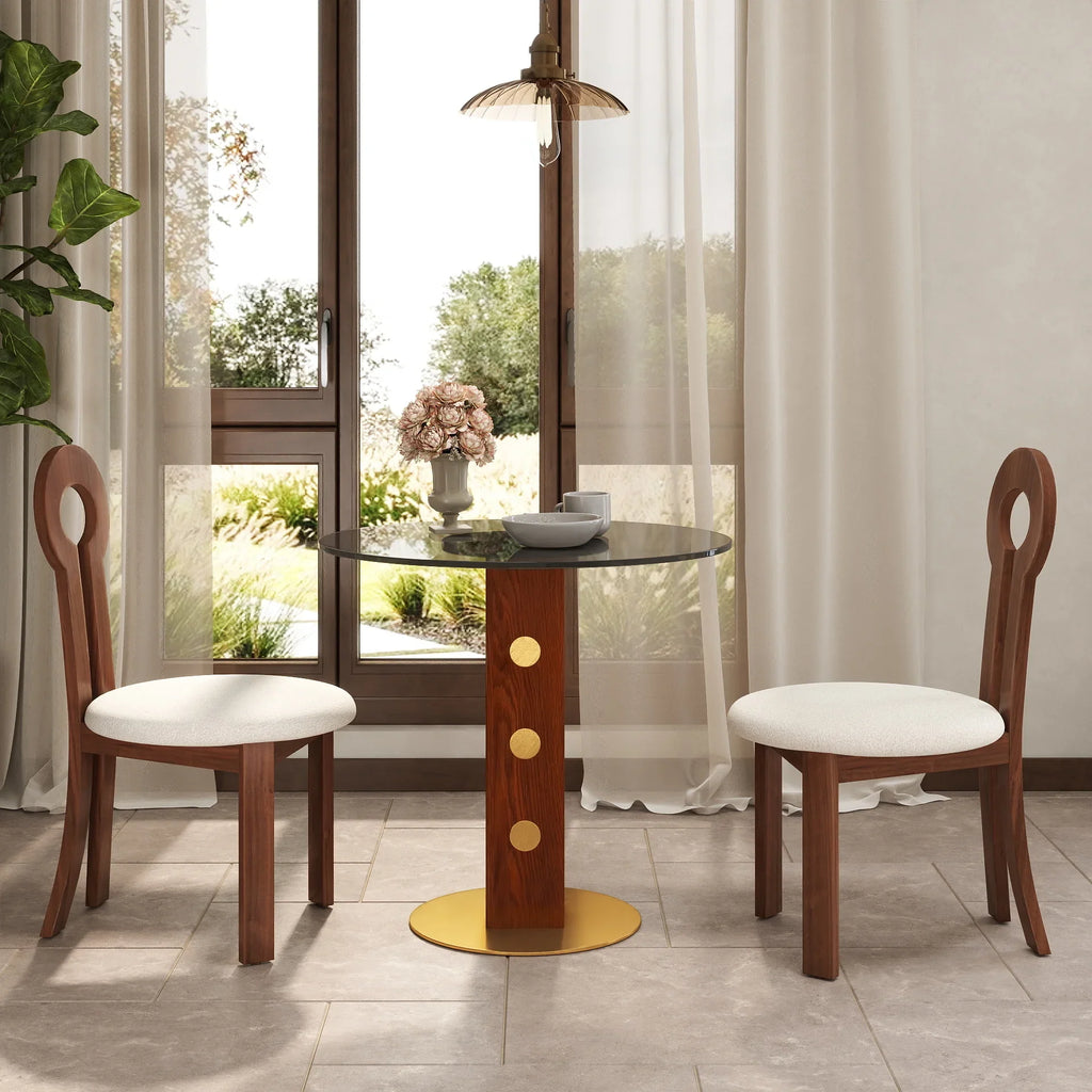 Table bistro en verre Oro | Ronde grise 34 pouces avec piètement en bois