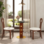 Table bistro en verre Oro | Ronde grise 34 pouces avec piètement en bois