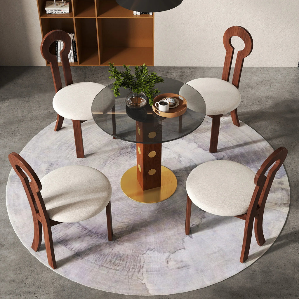 Table bistro en verre Oro | Ronde grise 34 pouces avec piètement en bois