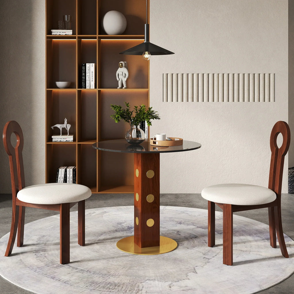 Table bistro en verre Oro | Ronde grise 34 pouces avec piètement en bois