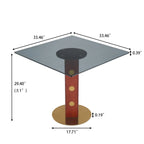 Table bistro en verre Oro | Carrée grise 34 pouces avec piètement en bois