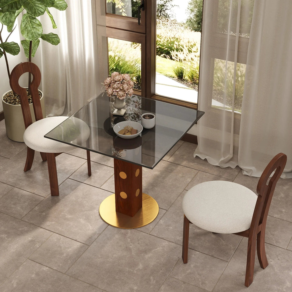 Table bistro en verre Oro | Carrée grise 34 pouces avec piètement en bois