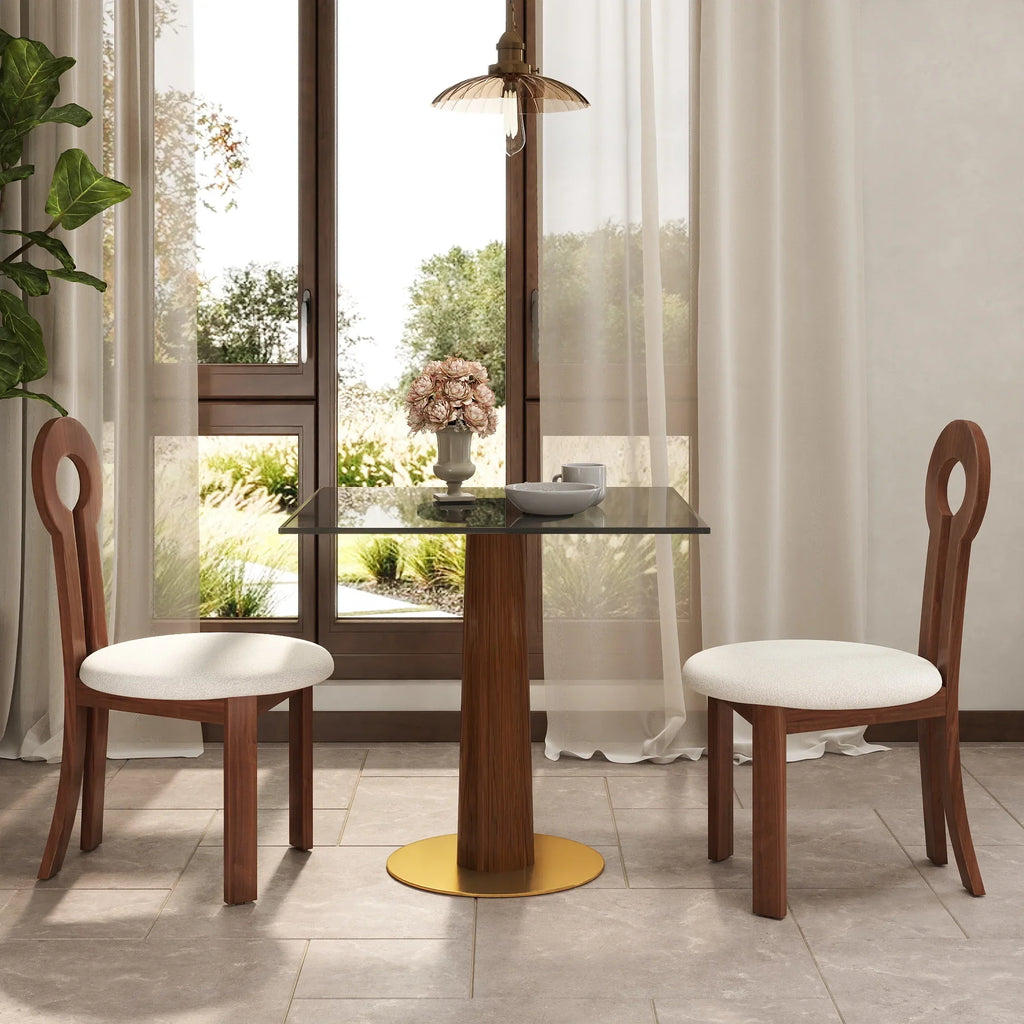 Table bistro en verre Oro | Carrée grise 34 pouces avec piètement en bois