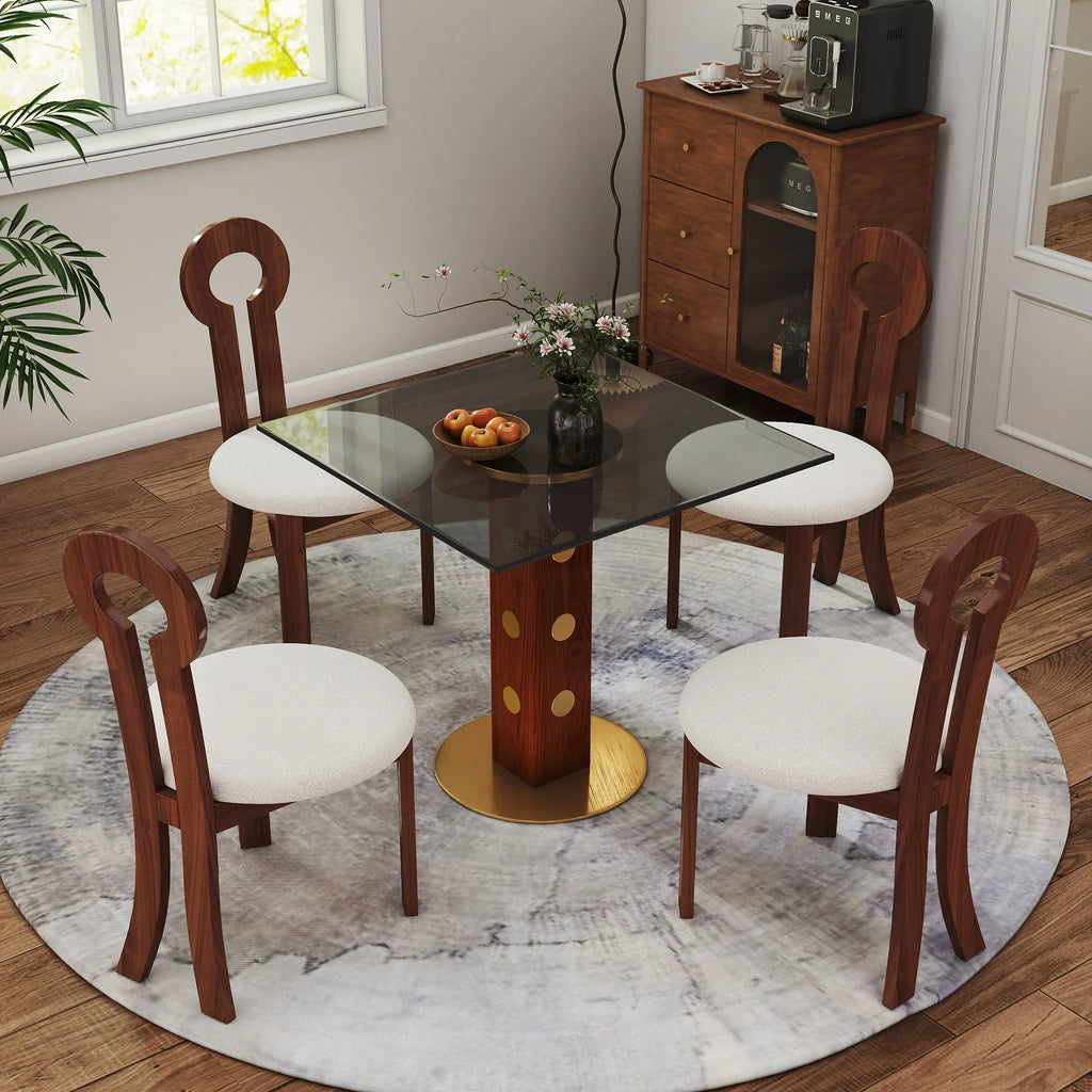 Table bistro en verre Oro | Carrée grise 34 pouces avec piètement en bois