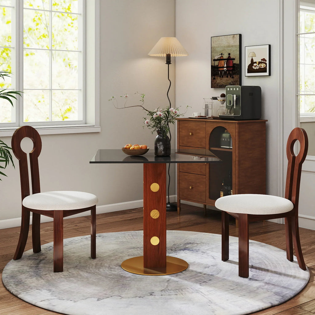 Table bistro en verre Oro | Carrée grise 34 pouces avec piètement en bois