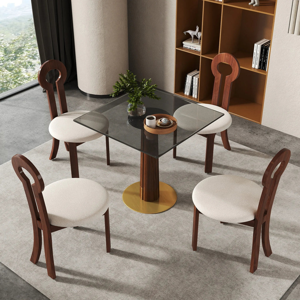 Table bistro en verre Oro | Carrée grise 34 pouces avec piètement en bois