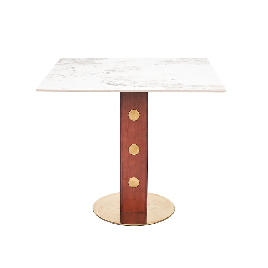 Table bistro Nero en pierre frittée | 34 Pandora Square avec piètement en bois