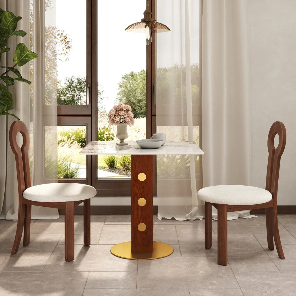 Table bistro Nero en pierre frittée | 34 Pandora Square avec piètement en bois