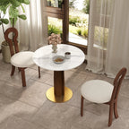 Table bistro Nero en pierre frittée | Ronde blanche 34 pouces avec piètement en bois