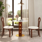 Table bistro Nero en pierre frittée | Ronde blanche 34 pouces avec piètement en bois