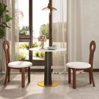 Table bistro Nero en pierre frittée | Ronde blanche 34 pouces avec piètement en bois