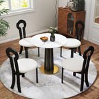 Table bistro Nero en pierre frittée | Ronde blanche 34 pouces avec piètement en bois