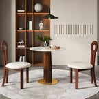 Table bistro Nero en pierre frittée | Ronde blanche 34 pouces avec piètement en bois