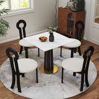 Table bistro Nero en pierre frittée | Carrée blanche 34 pouces avec piètement en bois