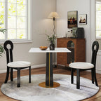 Table bistro Nero en pierre frittée | Carrée blanche 34 pouces avec piètement en bois