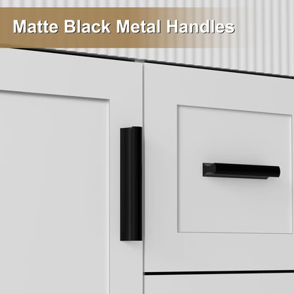 Wavy Line 30/36/48 Bathroom Vanity Set with Sink & Faucet