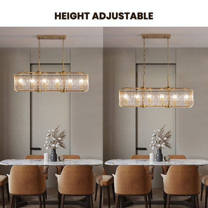 40 in. Linear Modern Crystal Chandeliers 16-Light Brass Gold Rectangular Chandelier for Dining Living Room Kitchen Island