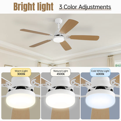 48 and 52 Integrated LED Ceiling Fan with Light and Remote, Reversible DC Motor