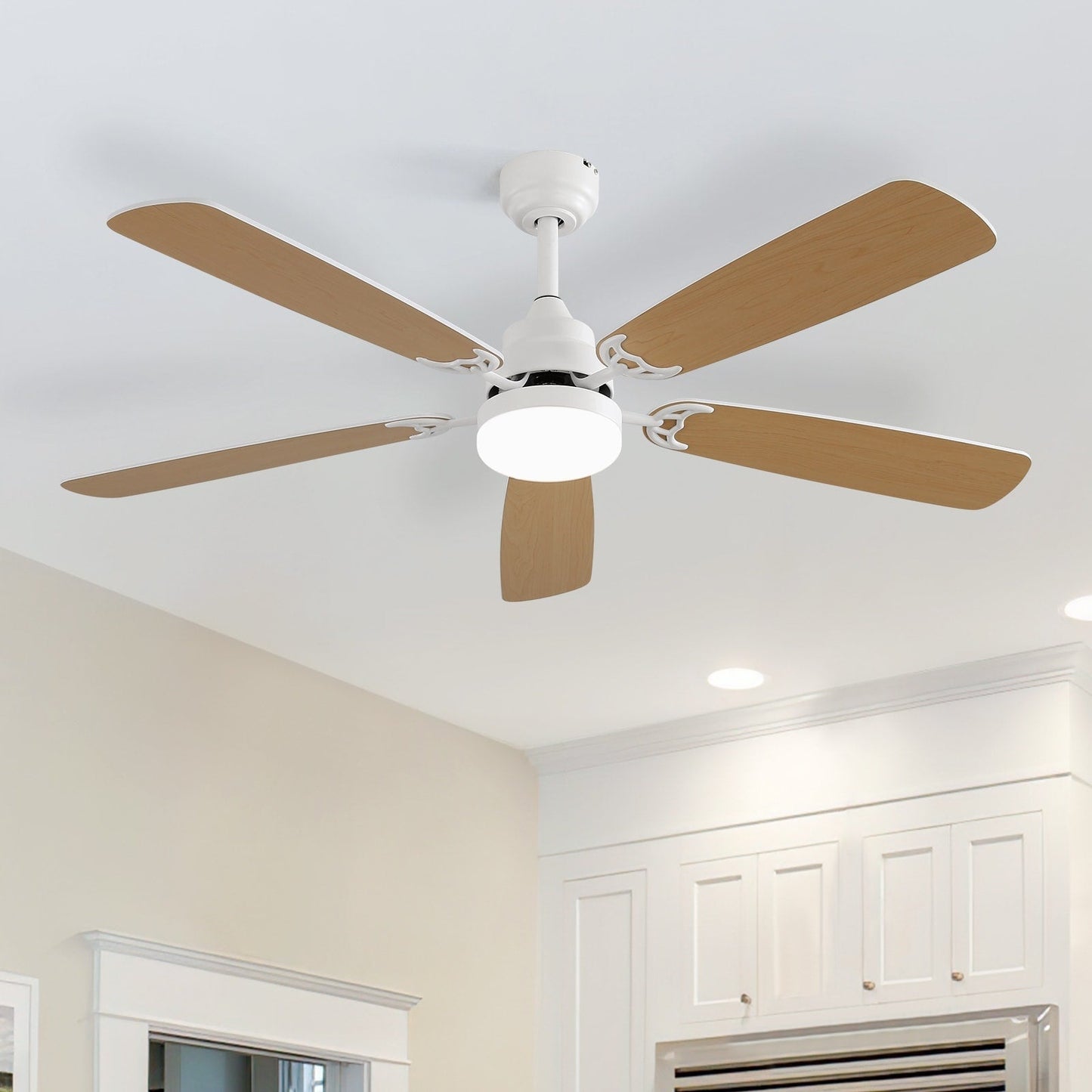 48 and 52 Integrated LED Ceiling Fan with Light and Remote, Reversible DC Motor