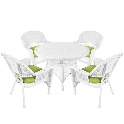 5-piece White Resin Wicker Dining Set