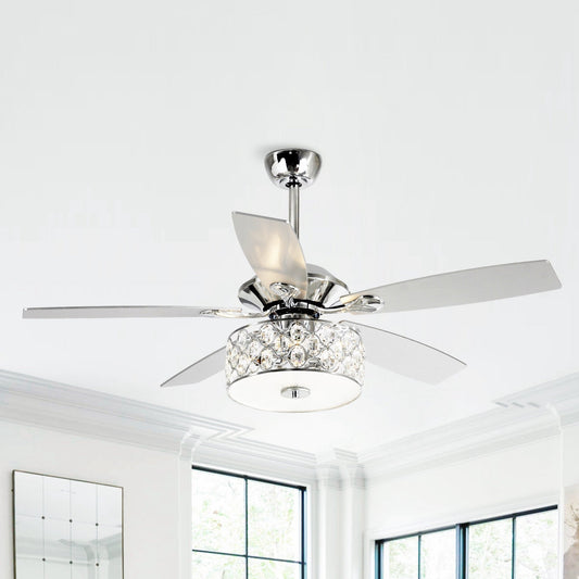 52 Modern 4-Light Chandelier Crystal Ceiling Fan with Remote