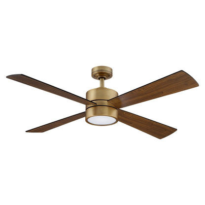 52 Antique Brass Wood 4-Blade Indoor Ceiling Fan with Light and Remote