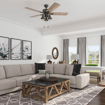 52 Prominence Home Sivan Bronze Farmhouse LED Ceiling Fan with Light, Remote Control